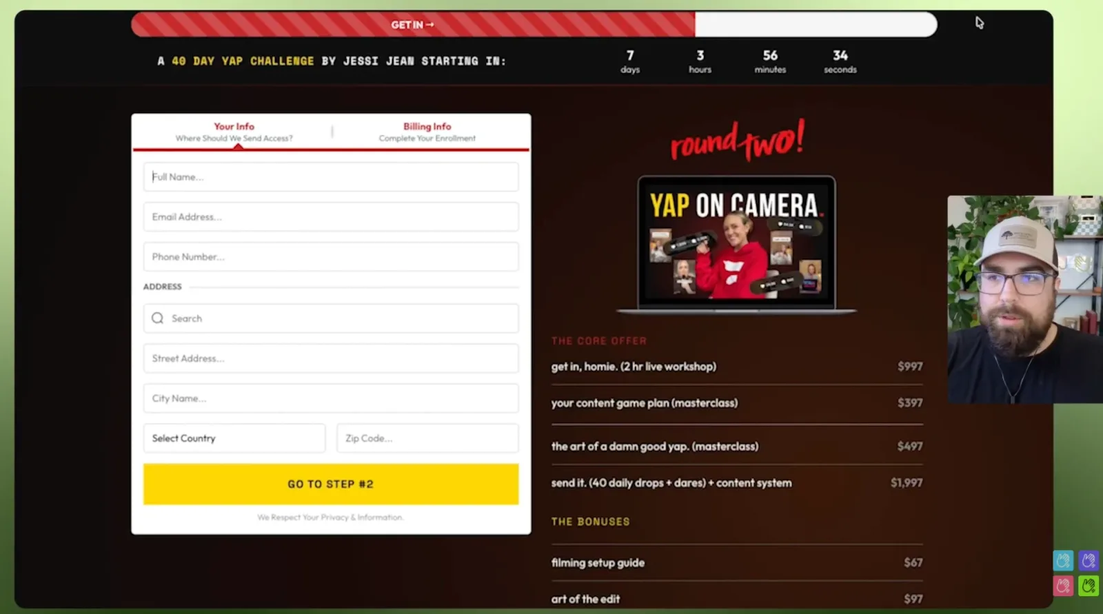 Jessi Jean Yap Challenge two-step checkout page